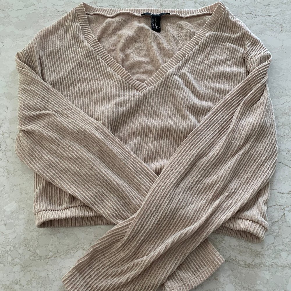 Forever 21 Cropped Tan Long- Sleeve